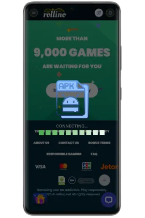 Rollino Casino app installation progress on Android device