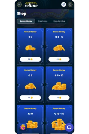 Rollino Casino bonus coin shop